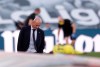 Real Madrid's head coach Zinedine Zidane, walks prior to the Spanish La Liga soccer match between Real Madrid and Villareal at the Alfredo di Stefano stadium in Madrid, Spain, Thursday, July 16, 2020. (AP Photo/Bernat Armangue)