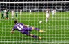 Tottenham's Harry Kane shoots to score a penalty kick during a Europa League soccer match between Tottenham Hotspur and Maccabi Haifa in London, Thursday, Oct. 1, 2020. (Clive Rose/Pool via AP)