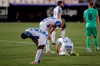 Leganes' players react after the Spanish La Liga soccer match between Leganes and Real Madrid at the Butarque Stadium in Leganes, on the outskirts of Madrid, Spain, Sunday, July 19, 2020. The match ended 2-2 draw, and Leganes being relegated from La Liga to the second division. (AP Photo/Bernat Armangue)