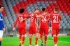 Bayern's Thomas Mueller celebrates with teammates a goal during the German Bundesliga soccer match between FC Bayern Munich and Schalke 04 in Munich, Germany, Friday, Sept. 18, 2020. (AP Photo/Matthias Schrader)