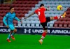 Southampton's Danny Ings scores his team's first goal during the English Premier League soccer match between Southampton and Liverpool at St Mary's Stadium, Southampton, England, Monday, Jan. 4, 2021. (AP Photo/Adam Davy,Pool)