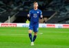 Chelsea's Timo Werner celebrates after scoring his team's first goal during the English League Cup fourth round soccer match between Tottenham Hotspur and Chelsea at Tottenham Hotspur Stadium in London, England, Tuesday, Sept. 29, 2020.(Matt Dunham/Pool via AP)