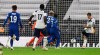 Tottenham's Erik Lamela, right, scores his team's first goal during the English League Cup fourth round soccer match between Tottenham Hotspur and Chelsea at Tottenham Hotspur Stadium in London, England, Tuesday, Sept. 29, 2020.(Neil Hall/Pool via AP)