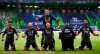 Lyon players celebrate after winning the Champions League quarterfinal match against Manchester City at the Jose Alvalade stadium in Lisbon, Portugal, Saturday, Aug. 15, 2020. (Franck Fife/Pool Photo via AP)