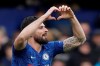 Chelsea's Olivier Giroud celbrates after scoring his side's fourth goal during the English Premier League soccer match between Chelsea and Everton at Stamford Bridge stadium in London, Sunday, March 8, 2020. (AP Photo/Matt Dunham)
