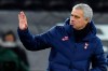 Tottenham's manager Jose Mourinho gestures as his team won the EFL Cup semi-final soccer match between Tottenham Hotspur and Brentford at Tottenham Hotspur Stadium in London, England, Tuesday, Jan. 5, 2021. (Glyn Kirk/Pool via AP)