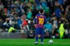 Barcelona's Lionel Messi reacts after Real Madrid's Vinicius Junior scored the opening goal during the Spanish La Liga soccer match between Real Madrid and Barcelona at the Santiago Bernabeu stadium in Madrid, Spain, Sunday, March 1, 2020. (AP Photo/Manu Fernandez)