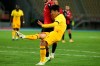 Tottenham's Son Heung-min, scores the second goal of his team during a Europa League third qualifying round soccer match between Shkendija and Tottenham at the National Arena Todor Proeski in Skopje, North Macedonia, Thursday, Sept. 24, 2020. (AP Photo/Boris Grdanoski)