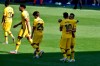 Barcelona's Lionel Messi, left, celebrates his goal with his teammates against Alaves during the Spanish La Liga soccer match between Alaves and FC Barcelona, at Mendizorroza stadium, in Vitoria, northern Spain, Sunday, July 19, 2020. (AP Photo/Alvaro Barrientos)