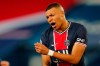PSG's Kylian Mbappe reacts during the French League One soccer match between Paris Saint Germain and Monaco, at the Parc des Princes stadium, in Paris, France, Sunday, Feb. 21, 2021. (AP Photo/Francois Mori)