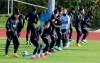 Players of the South Korea national soccer team exercises during a training session at the BSFZ-Arena stadium in Suedstadt, Austria, Friday, Nov.13, 2020. South Korea faces Mexico on Saturday, Nov. 14, 2020 in an international friendly soccer match. (AP Photo/Ronald Zak)