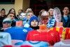 In this photo taken on Wednesday, April 8, 2020, fans sit in the stands among mannequins in soccer uniforms with the faces of 