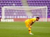 Barcelona's Lionel Messi reacts during the Spanish La Liga soccer match between Valladolid and FC Barcelona at the Jose Zorrilla stadium in Valladolid, Spain, Saturday, July 11, 2020. (AP Photo/Manu Fernandez)