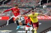 Manchester United's Mason Greenwood, left, makes an attempt to score during the English Premier League soccer match between Manchester United and Burnley at the Old Trafford stadium in Manchester, England, Sunday, April 18, 2021. (Martin Rickett/Pool via AP)