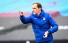 Chelsea's head coach Thomas Tuchel gives instructions from the side line during the English Premier League soccer match between West Ham United and Chelsea at London Stadium, London, England, Saturday, April 24, 2021. (Andy Rain/Pool via AP)