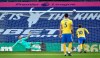 West Bromwich Albion's goalkeeper Sam Johnstone, left, fails to save the goal from Brighton's Lewis Dunk, centre, during the English Premier League soccer match between West Bromwich Albion and Brighton and Hove Albion at the Hawthorns, West Bromwich, England, Saturday, Feb. 27, 2021. (AP Photo/Rui Vieira, Pool)