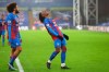 Crystal Palace's Eberechi Eze, right, celebrates after scoring his side's opening goal during the English Premier League soccer match between Crystal Palace and Wolverhampton Wanderers at Selhurst Park stadium in London, England, Saturday, Jan. 30, 2021. (Julian Finney/Pool via AP)