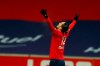 Lille's Yusuf Yazici celebrates his side's first goal during the French League One soccer match between Lille and Dijon at the Stade Pierre Mauroy stadium in Villeneuve d'Ascq, northern France, Sunday, Jan. 31, 2021. (AP Photo/Michel Spingler)