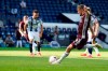 Leicester's Jamie Vardy scores on a penalty kick during the English Premier League soccer match between West Bromwich and Leicester City at the Hawthorns in West Bromwich, England, Sunday, Sept.13, 2020. (Tim Keeton/Pool via AP)