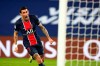 PSG's Angel Di Maria celebrates after scoring the opening goal of his team during the French League One soccer match between Paris Saint-Germain and Nimes at the Parc des Princes stadium in Paris, France, Wednesday, Feb. 3, 2021. (AP Photo/Michel Euler)