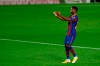 Barcelona's Ansu Fati celebrates after scoring his side's second goal during the Champions League group G soccer match between FC Barcelona and Ferencvaros at the Camp Nou stadium in Barcelona, Spain, Tuesday, Oct. 20, 2020. (AP Photo/Joan Monfort)