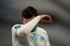 Marseille's Florian Thauvin reacts during the French League One soccer match between Marseille and Lens at the Veledrome stadium in Marseille, France, Wednesday, Jan. 20, 2021. (AP Photo/Daniel Cole)