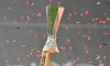 Sevilla players lift up the trophy after the Europa League final soccer match between Sevilla and Inter Milan at the Rhein Energie Stadium in Cologne, Germany, Friday, Aug. 21, 2020. Sevilla won 3-2. (AP Photo/Martin Meissner, Pool)