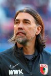 Augsburg's head coach Martin Schmidt arrives before the German Bundesliga soccer match between FC Bayern Munich and FC Augsburg in Munich, Germany, Sunday, March 8, 2020. (AP Photo/Matthias Schrader)