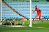 Real Madrid's Karim Benzema celebrates after scoring his side's first goal during the Champions League, round of 16, second leg soccer match between Manchester City and Real Madrid at the Etihad Stadium stadium in Manchester, England, Friday, Aug. 7, 2020. (Oli Scarff/Pool Photo via AP)