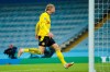 Dortmund's Erling Haaland is dejected after missing an opportunity to score during the Champions League, first leg, quarterfinal soccer match between Manchester City and Borussia Dortmund at the Etihad stadium in Manchester, Tuesday, April 6, 2021. (AP Photo/Dave Thompson)