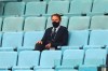 England manager Gareth Southgate sits in the stands during the English Premier League soccer match between Aston Villa and Sheffield United at the Villa Park stadium in Birmingham, Monday, Sept. 21, 2020. (Clive Rose/Pool via AP)