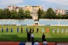 Players of Tirana, right, and Teuta Durres clubs stand on the pitch as they stage a protest at the Selman Stermasi stadium, in Tirana, on Saturday, Sept. 19, 2020. Albania's main soccer clubs continued the boycott of the new season for the second week calling on the government to fulfill their requests for more financial support. (AP Photo/Hektor Pustina)