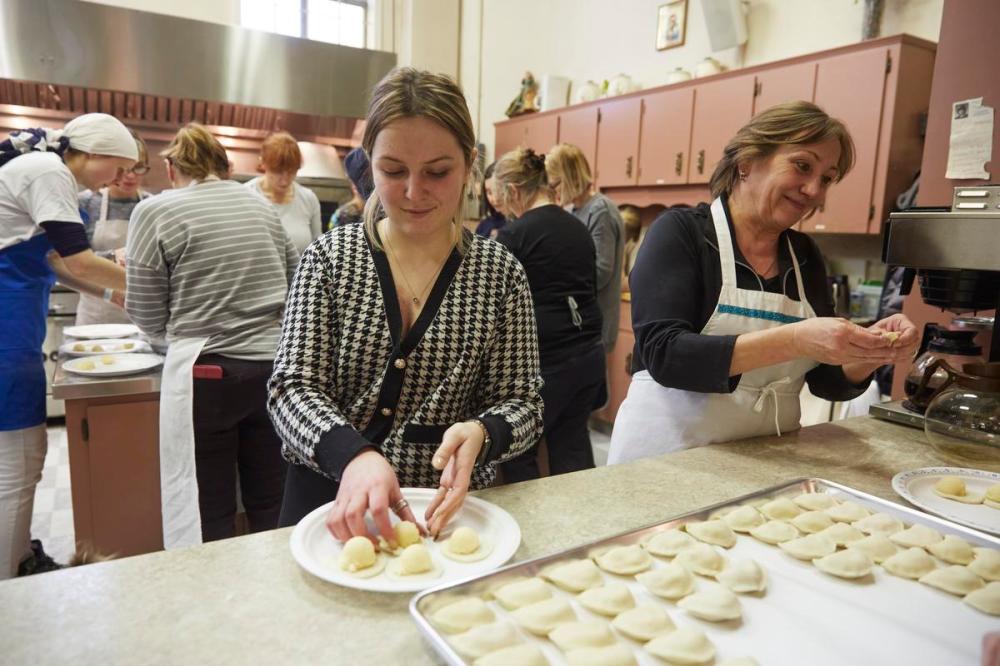 TODD KOROL - Todd Korol for Toronto Star
Khrystyna Zagirska helps make perogies to help raise money for Ukrainian aid relief at the Assumption of the Blessed Virgin Mary Ukrainian Catholic Church in Calgary, Alberta, March 17, 2022.