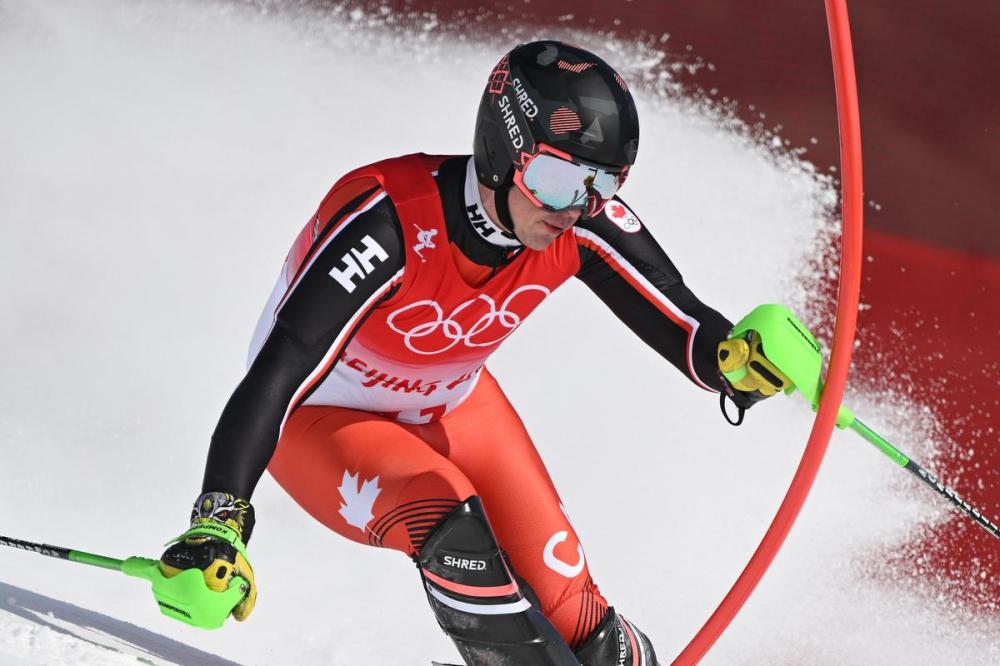 FABRICE COFFRINI - AFP via GETTY IMAGES
Toronto’s James Crawford competes in the men's alpine combined slalom event during the Beijing 2022 Winter Olympic Games at the Yanqing National Alpine Skiing Centre on Thursday.