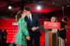 ANDREJ IVANOV - AFP via GETTY IMAGES
Prime Minister Justin Trudeau kisses his wife Sophie Grégoire-Trudeau next to their children Ella-Grace and Xavier, before delivering his victory speech in Montreal late on election night.