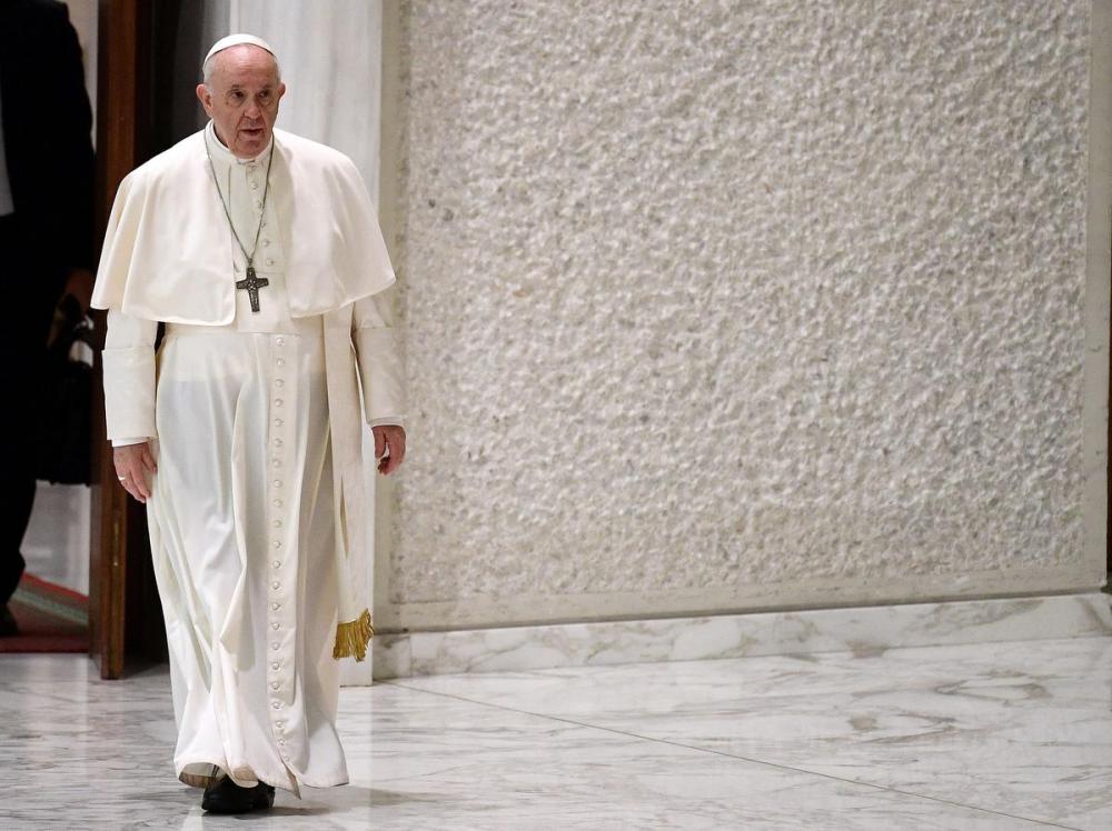 FILIPPO MONTEFORTE - AFP via GETTY IMAGES
Pope Francis arrives to hold a general audience at the Vatican. News that the Pontiff is willing to visit Canada in a gesture of reconciliation emerged Wednesday.