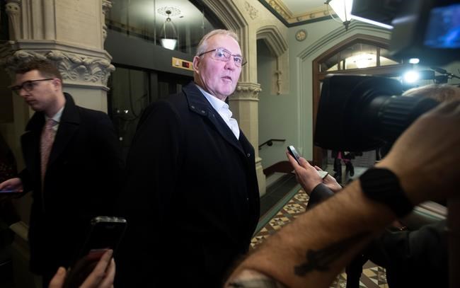 Public Safety and Emergency Preparedness Minister Bill Blair speaks with reporters before caucus in West block, Wednesday February 26, 2020 in Ottawa. THE CANADIAN PRESS/Adrian Wyld