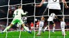 Switzerland's Mario Gavranovic, center, scores his side's third goal against Germany's goalkeeper Manuel Neuer during the UEFA Nations League soccer match between Germany and Switzerland in Cologne, Germany, Tuesday, Oct. 13, 2020. (AP Photo/Martin Meissner)