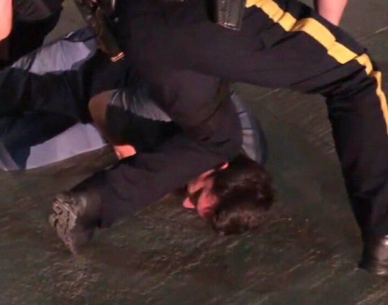 SUPPLIED                                                                    Nathan Lasuik is arrested by RCMP at James Richardson International Airport August 1, 2019.