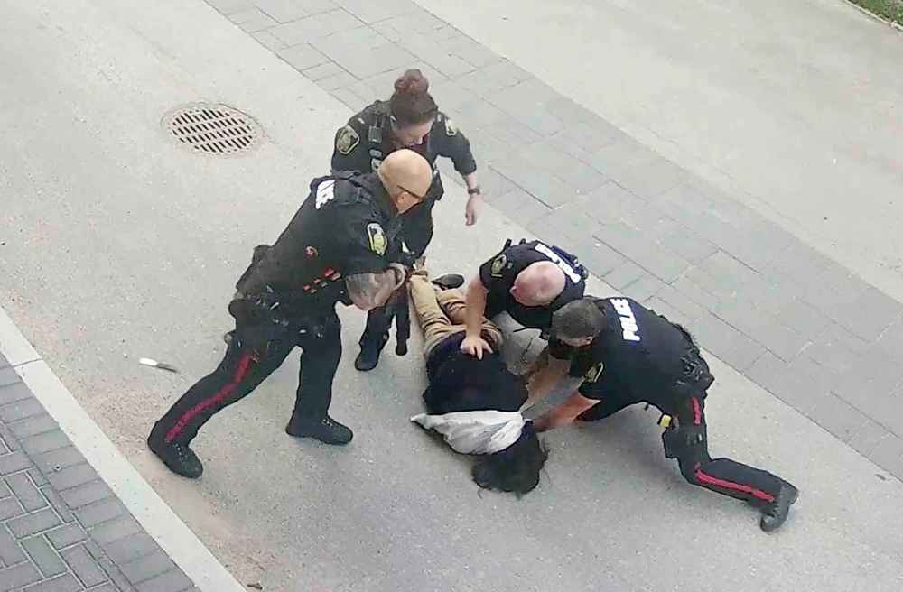 A June 11 arrest prompted the Winnipeg Police Service to release video at a news conference the next day to defend their use of force. The police service has now apologized for doing harm to a private citizen by sharing her Facebook post in the force's defence of the use-of-force on social media.
(Still from video provided by the Winnipeg Police Service)
