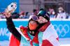 Paul Chiasson - THE CANADIAN PRESS
Gold medalist Yiming Su, left, of China, and bronze medalist Canada's Max Parrot pose for a photo following the men's snowboarding big air final in Beijing on Tuesday. Among Su’s admirers is Parrot.