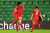 LINDSEY PARNABY -  GETTY IMAGES
Canadian scorer Vanessa Gilles, centre, celebrates with Ashley Lawrence, left, and Desiree Scott in Sunday’s win over Germany in England.
