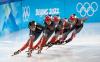 Paul Chiasson - THE CANADIAN PRESS
Canada’s Charles Hamelin, left, and Maxime Laoun lead the team around the track during a short-track speedskating practice session at the 2022 Winter Olympics in Beijing on Tuesday.