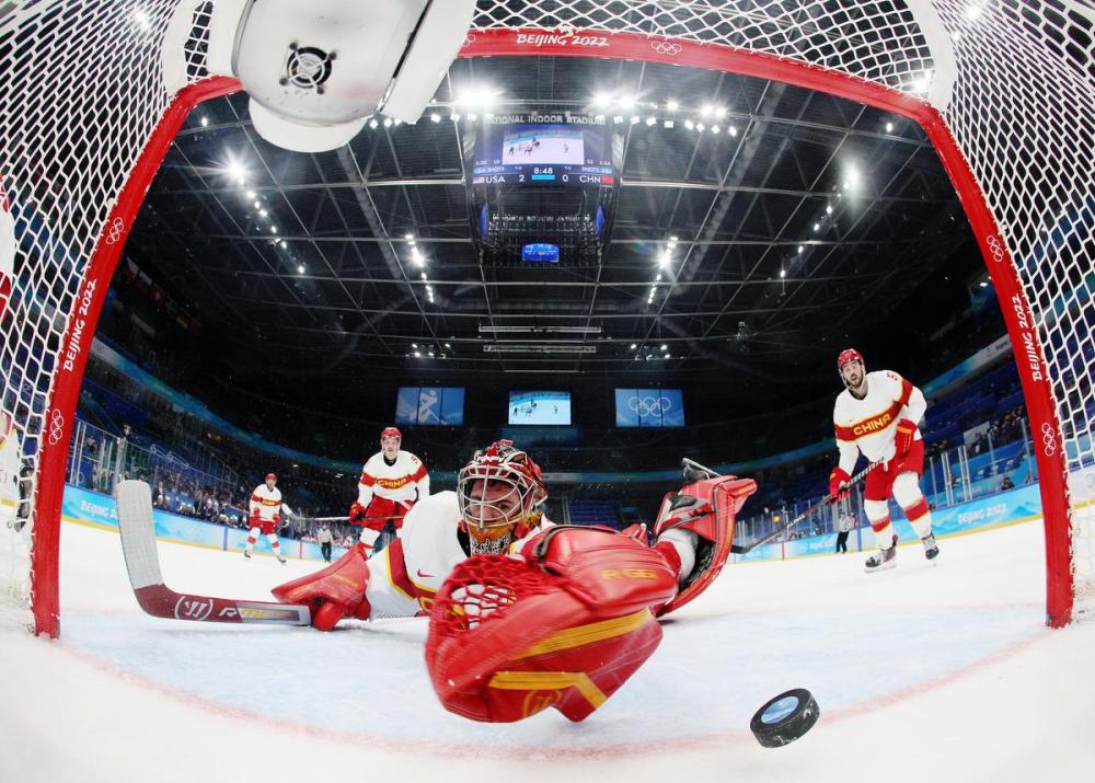 Bruce Bennett - GETTY IMAGES
Team China’s Shimisi Jieruimi can’t quite make the save in the second period of Thursday’s game against the United States at National Indoor Stadium in Beijing, China.