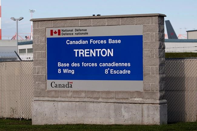 A sign for 8 Wing CFB Trenton is seen on Saturday, September 29, 2012. The federal government says Canadian evacuees from Wuhan will be quarantined for two weeks upon their arrival at Canadian Forces Base Trenton. THE CANADIAN PRESS/Lars Hagberg
