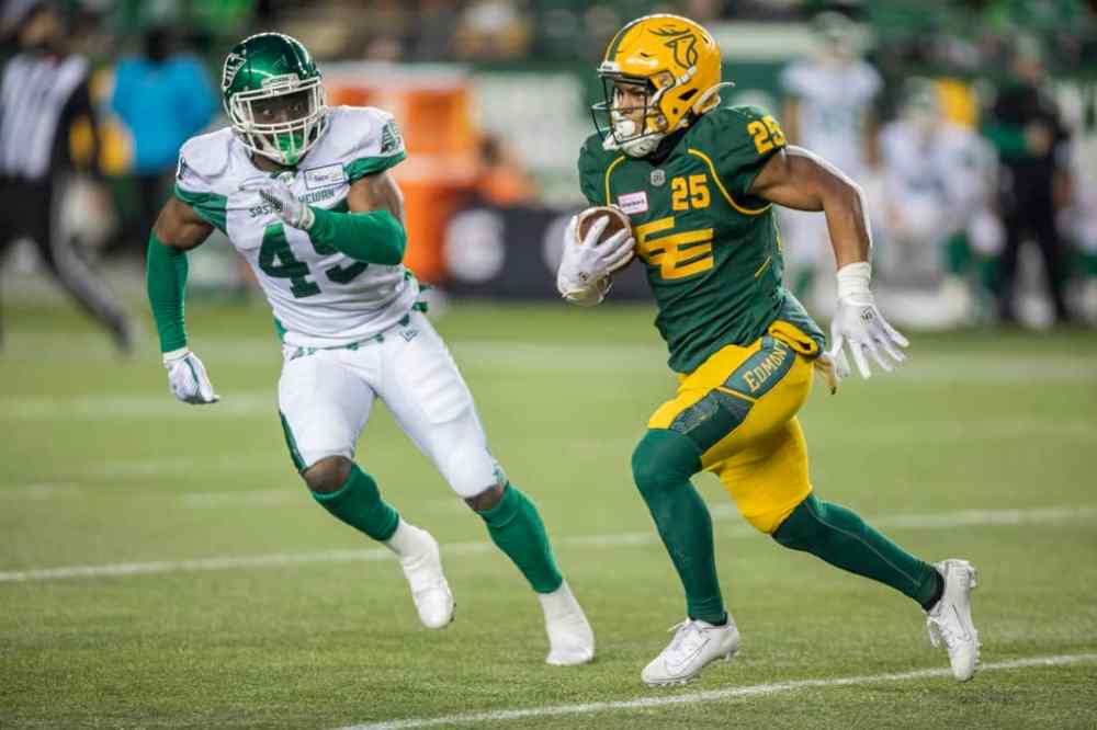 CP
The Edmonton Elks put up over 200 yards of passing offence in the fourth quarter of their 19-17 loss to the Saskatchewan Roughriders, Friday. THE CANADIAN PRESS/Amber Bracken