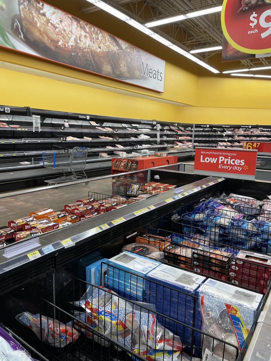 Customers are reporting bare shelves and product shortages at grocery