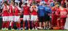 FRIEDEMANN VOGEL -  GETTY IMAGES
Danish teammates form a circle and say a prayer for fallen teammate Christian Eriksen, who collapsed during Saturday’s Euro 2020 match against Finland. He was in stable condition in a Copenhagen hospital.