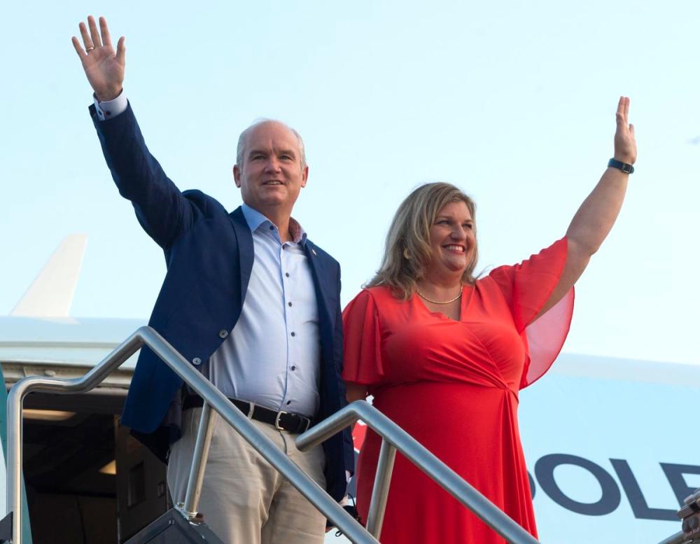 Ryan Remiorz - THE CANADIAN PRESS
Conservative Leader Erin O'Toole and his wife Rebecca board their campaign plane in Ottawa on Aug. 25, 2021.