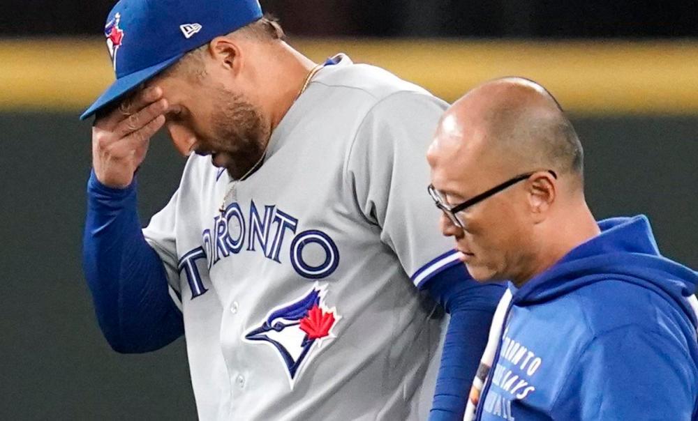 Elaine Thompson - The Associated Press
After exiting Saturday’s game with an ankle sprain, Blue Jay George Springer is out indefinitely with a knee injury.